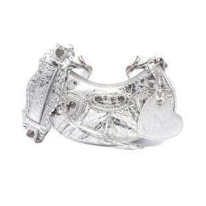 Balenciaga LE CAGOLE Shoulder Bag silver leather